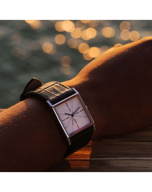 Montre Mixte en Cuir Astre argenté/noir/blanc