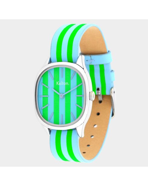 Montre Femme en Cuir Colorama David H. bleu/vert