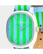 Montre Femme en Cuir Colorama David H. bleu/vert