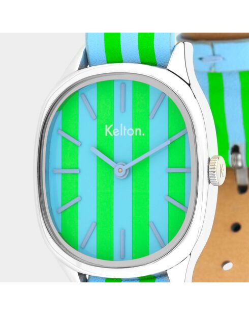 Montre Femme en Cuir Colorama David H. bleu/vert