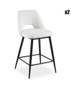 2 barstoelen Ecuador metaal en crème Bouclette - 44x54x92,5 cm