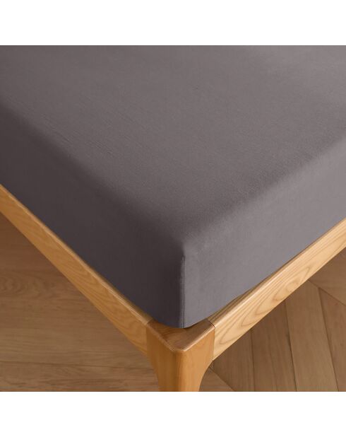 Drap housse 100% Coton bonnet 30 cm ardoise