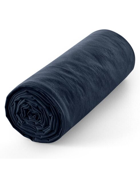 Drap housse 100% Coton bonnet 30 cm bleu nuit
