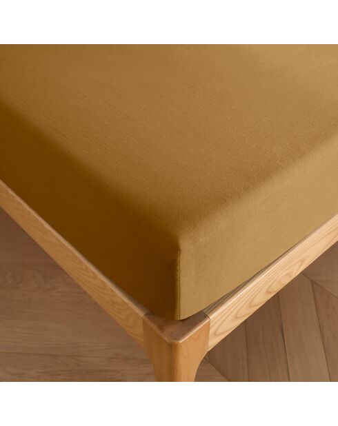 Drap housse 100% Coton bonnet 30 cm caramel