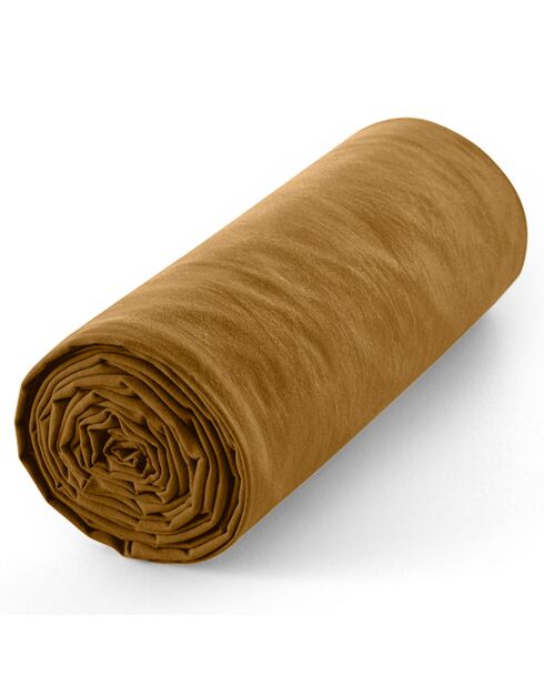 Drap housse 100% Coton bonnet 30 cm caramel