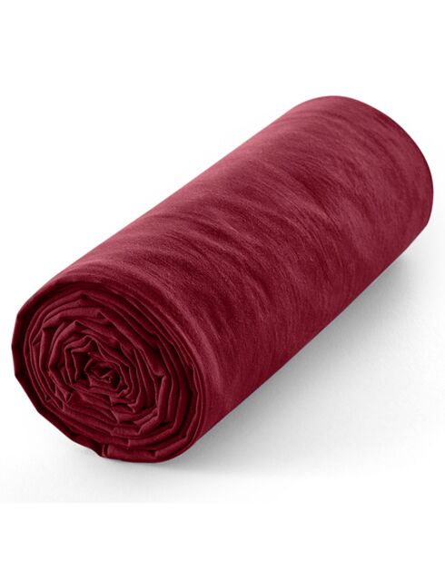 Drap housse 100% Coton bonnet 30 cm grenat