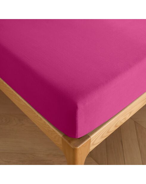 Drap housse 100% Coton bonnet 30 cm magenta