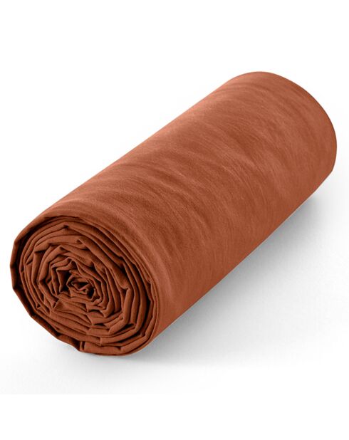 Drap housse 100% Coton bonnet 30 cm paprika