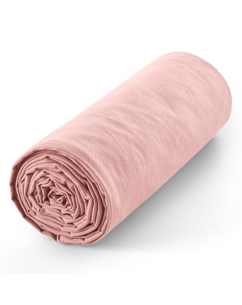 Drap housse 100% Coton bonnet 30 cm rose dragee