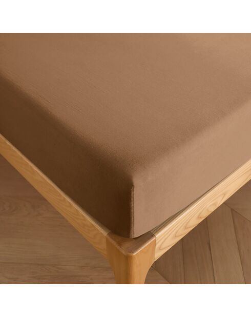 Drap housse 100% Coton bonnet 30 cm taupe