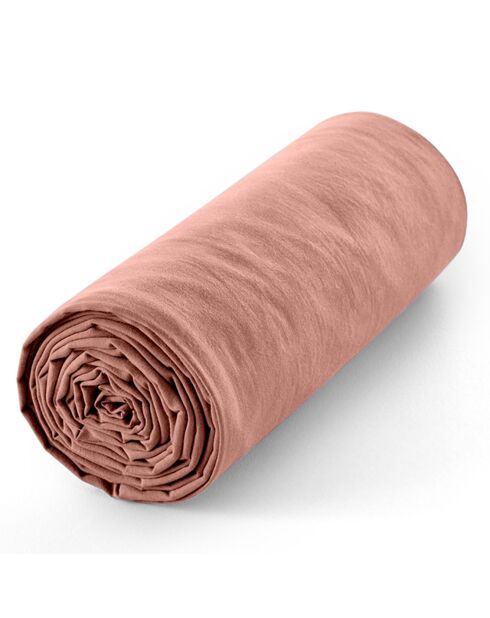 Drap housse 100% Coton bonnet 30 cm vieux rose