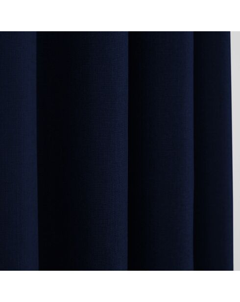 Paire de Rideaux à oeillets Effet Lin Moonlight bleu nuit