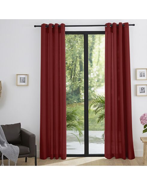 Paire de Rideaux à oeillets Effet Lin Moonlight cerise