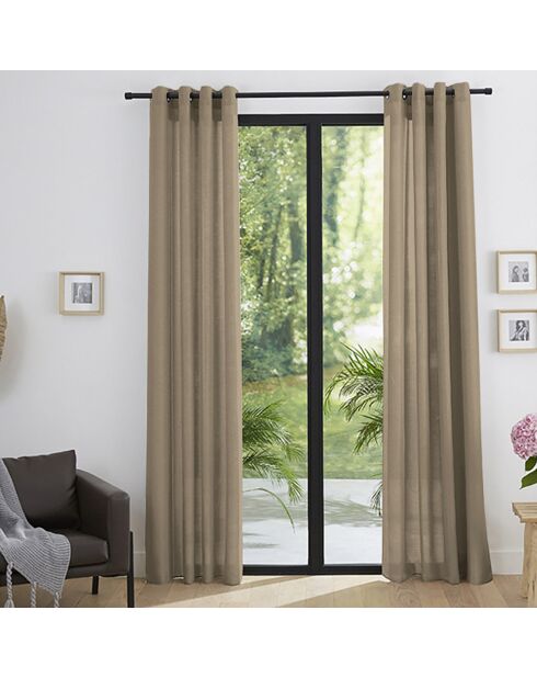 Paire de Rideaux à oeillets Effet Lin Moonlight taupe