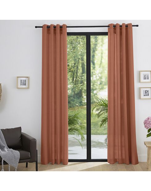 Paire de Rideaux à oeillets Effet Lin Moonlight terracotta