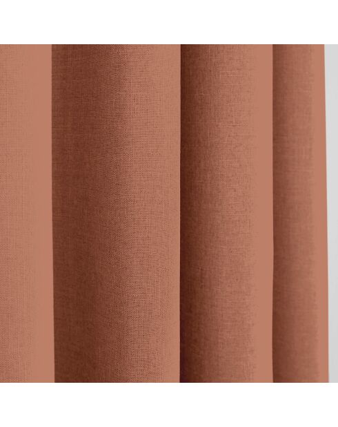 Paire de Rideaux à oeillets Effet Lin Moonlight terracotta