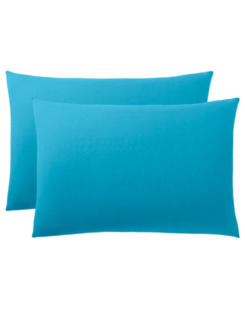 Taie d'oreiller 100% Coton cyan