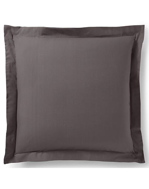 Taie d'oreiller Volant plat 100% coton ardoise