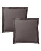 Taie d'oreiller Volant plat 100% coton ardoise