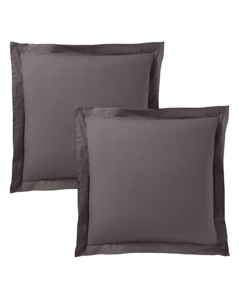 Taie d'oreiller Volant plat 100% coton ardoise