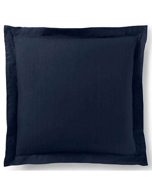 Taie d'oreiller Volant plat 100% coton bleu nuit
