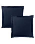 Taie d'oreiller Volant plat 100% coton bleu nuit