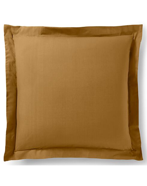 Taie d'oreiller Volant plat 100% coton caramel
