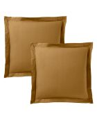Taie d'oreiller Volant plat 100% coton caramel