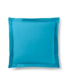 Taie d'oreiller Volant plat 100% coton cyan