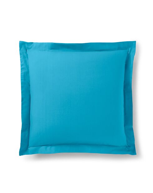 Taie d'oreiller Volant plat 100% coton cyan