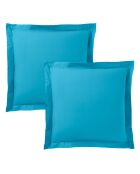 Taie d'oreiller Volant plat 100% coton cyan