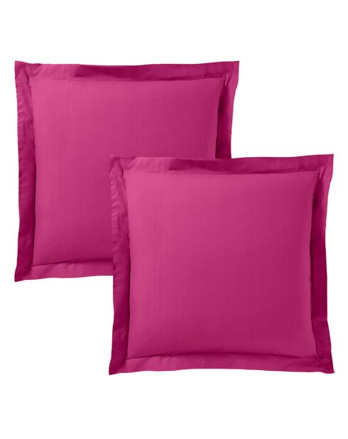 Taie d'oreiller Volant plat 100% coton magenta