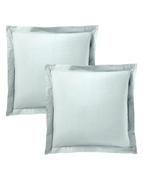 Taie d'oreiller Volant plat 100% coton menthe