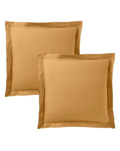Taie d'oreiller Volant plat 100% coton miel