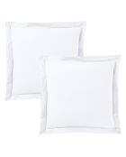 Taie d'oreiller Volant plat 100% coton neige