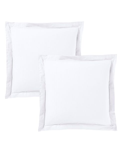 Taie d'oreiller Volant plat 100% coton neige
