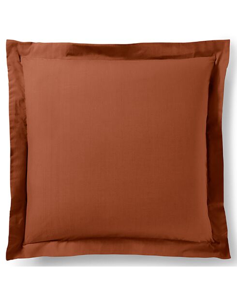 Taie d'oreiller Volant plat 100% coton paprika