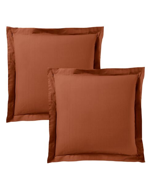 Taie d'oreiller Volant plat 100% coton paprika