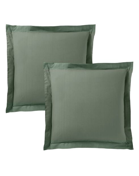 Taie d'oreiller Volant plat 100% coton romarin