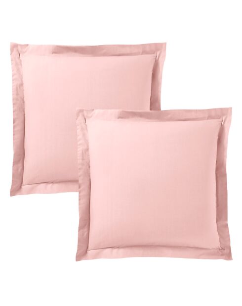 Taie d'oreiller Volant plat 100% coton rose dragee