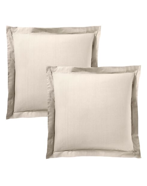 Taie d'oreiller Volant plat 100% coton sable