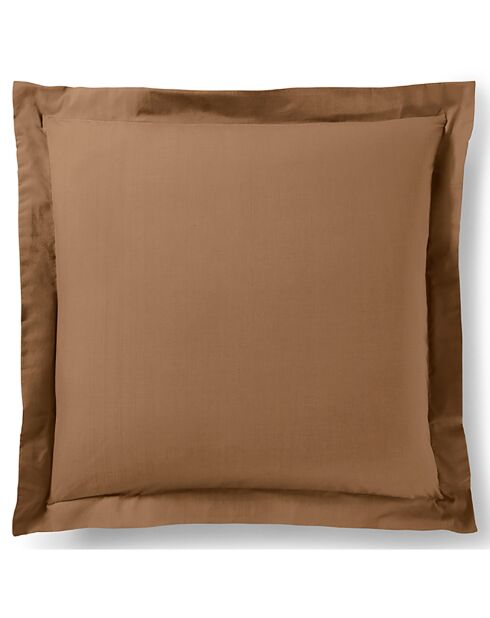 Taie d'oreiller Volant plat 100% coton taupe