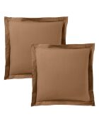 Taie d'oreiller Volant plat 100% coton taupe