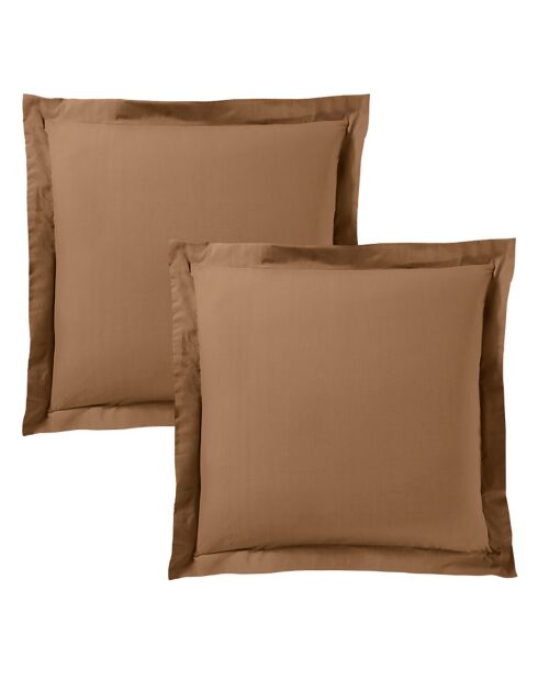 Funda de almohada plana Volant, 100% algodón, color topo