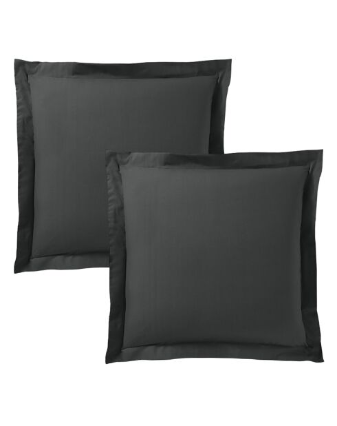 Taie d'oreiller Volant plat 100% coton truffe