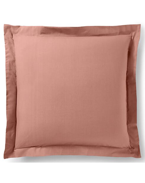 Taie d'oreiller Volant plat 100% coton vieux rose