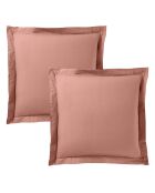 Taie d'oreiller Volant plat 100% coton vieux rose