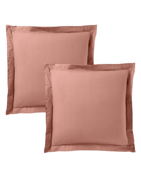 Taie d'oreiller Volant plat 100% coton vieux rose