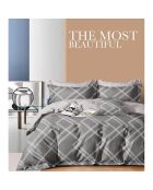 Parure housse de couette imprimée en percale de coton geometric grid