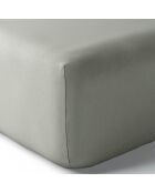 Drap housse en percale de coton bonnet 30 cm ardoise